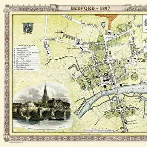 Old Map of Bedford 1807 by Cole and Roper