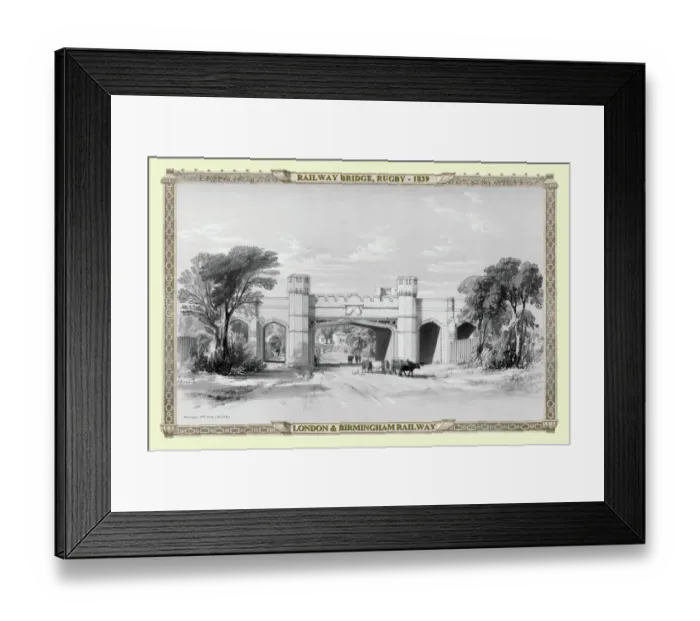 Framed Print : Views on the London to Birmingham Railway - Railway Bridge at Rugby 1839 Framed Print : Views on the London to Birmingham Railway - Railway Bridge at Rugby 1839