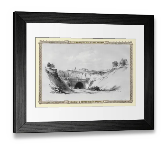 Framed Print : Views on the London to Birmingham Railway - Watford Tunnel Face 1837 Framed Print : Views on the London to Birmingham Railway - Watford Tunnel Face 1837