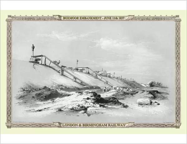 Views on the London to Birmingham Railway - Boxmoor Embankment 1837