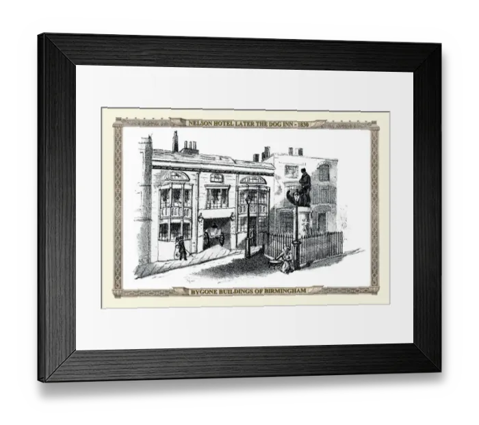 Framed Print : The Nelson Inn, later the Dog Inn, Birmingham 1830 Framed Print : The Nelson Inn, later the Dog Inn, Birmingham 1830