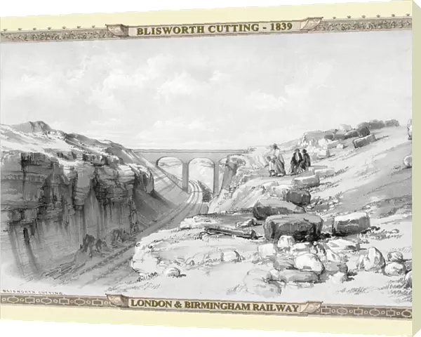 Views on the London to Birmingham Railway - Blisworth Cutting 1839