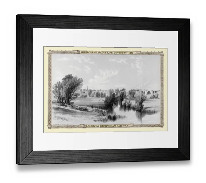 Framed Print : Views on the London to Birmingham Railway - Sherbourne Viaduct near Coventry 1839