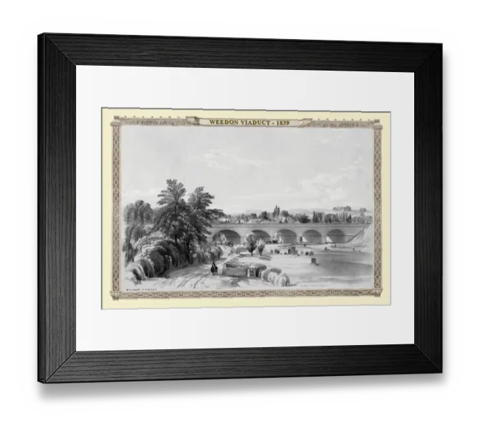 Framed Print : Views on the London to Birmingham Railway - Weedon Viaduct 1839 Framed Print : Views on the London to Birmingham Railway - Weedon Viaduct 1839