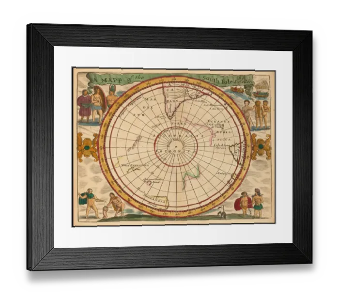 Framed Print : Old Map of The South Pole originally Published by J. Seller 1684 Framed Print : Old Map of The South Pole originally Published by J. Seller 1684