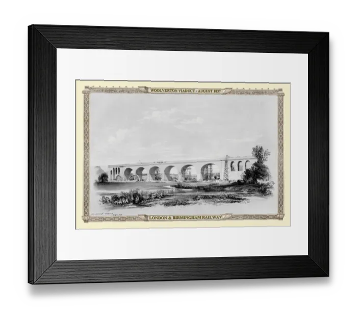 Framed Print : Views on the London to Birmingham Railway - Woolverton Viaduct 1837