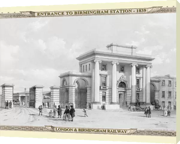 Views on the London to Birmingham Railway - Entrance to Birmingham Station 1839