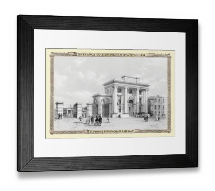 Framed Print : Views on the London to Birmingham Railway - Entrance to Birmingham Station 1839 Framed Print : Views on the London to Birmingham Railway - Entrance to Birmingham Station 1839