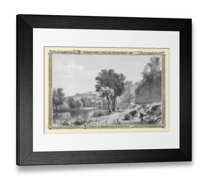 Framed Print : Views on the London to Birmingham Railway - Jackdaw Hill at Linslade 1839 Framed Print : Views on the London to Birmingham Railway - Jackdaw Hill at Linslade 1839