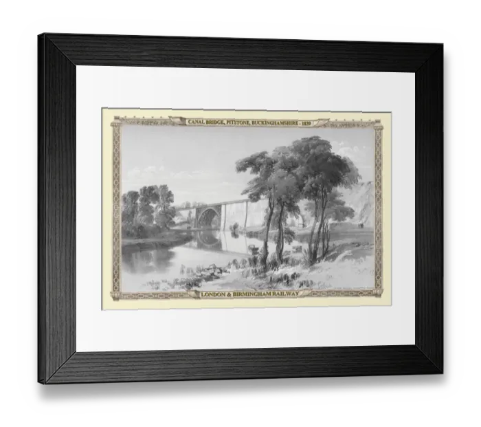 Framed Print : Views on the London to Birmingham Railway - Canal Bridge at Pitstone 1839 Framed Print : Views on the London to Birmingham Railway - Canal Bridge at Pitstone 1839
