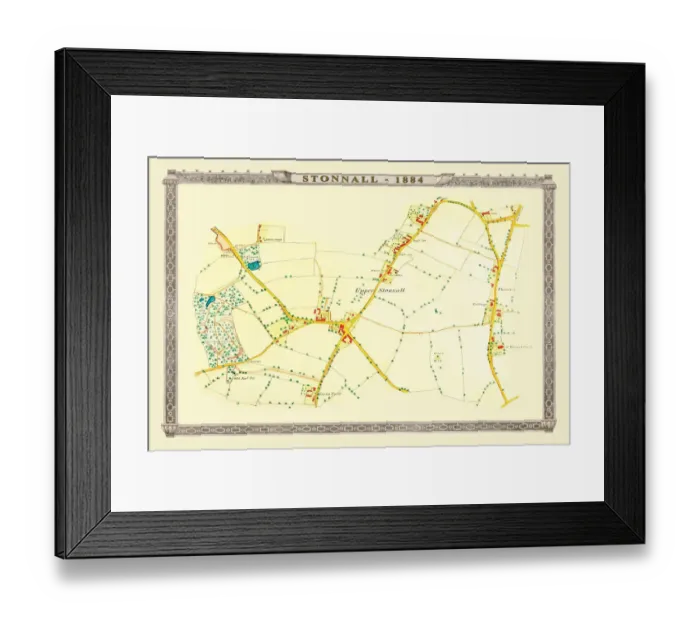 Framed Print : Old Map of the Village of Stonnall in the West Midlands 1884 Framed Print : Old Map of the Village of Stonnall in the West Midlands 1884