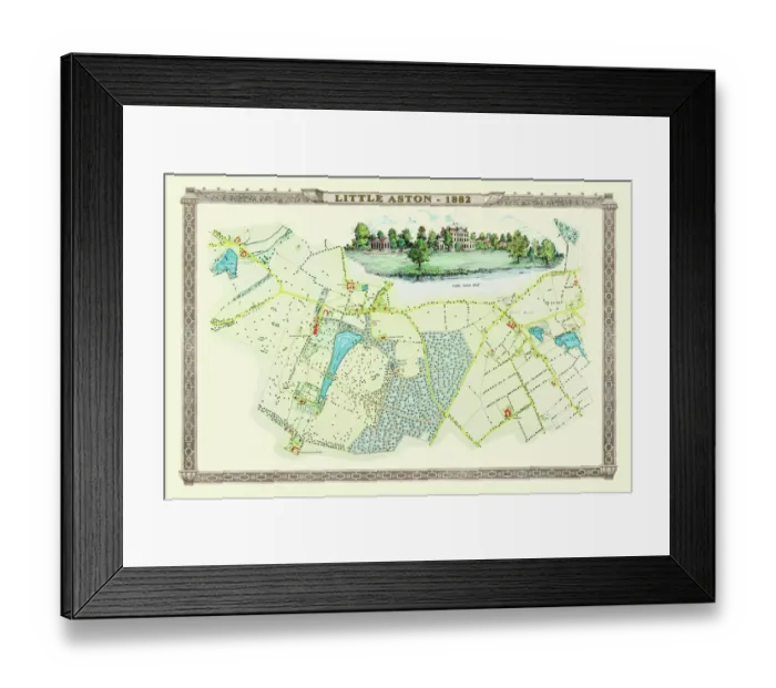 Framed Print : Old Map of the Village of Little Aston in the West Midlands 1886 Framed Print : Old Map of the Village of Little Aston in the West Midlands 1886