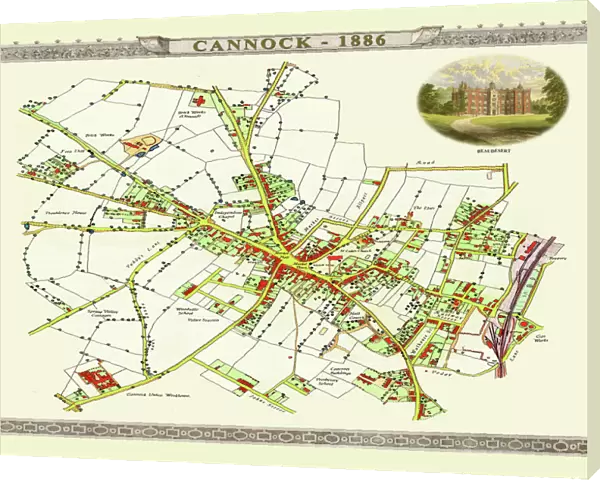 Old Map of Cannock Town in Staffordshire 1886