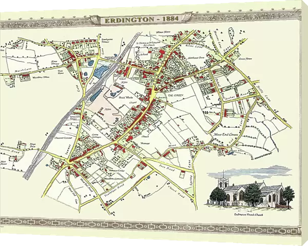 Old Map of the Village of Erdington in the West Midlands 1884