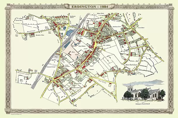 Old Map of the Village of Erdington in the West Midlands 1884