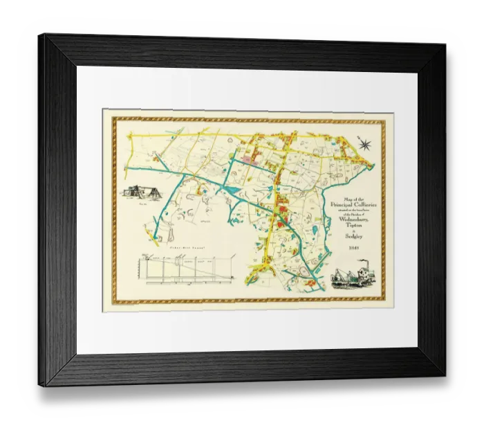 Framed Print : Old Map of the Collieries of Tipton, Sedgley and Wednesbury 1848 Framed Print : Old Map of the Collieries of Tipton, Sedgley and Wednesbury 1848