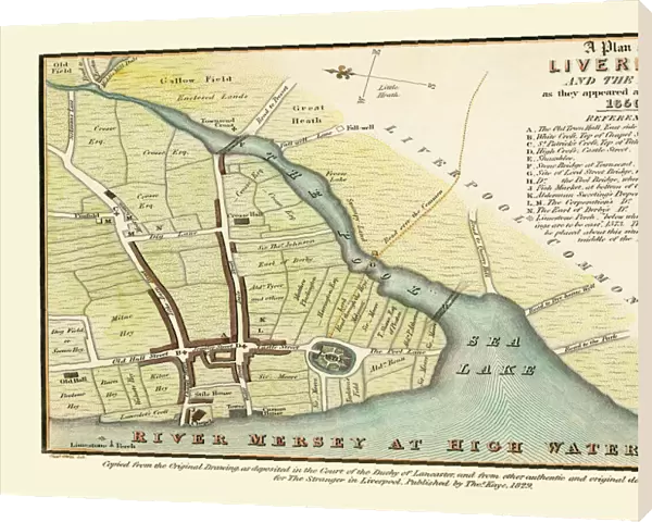 Old map of Liverpool 1650 by Thomas Kaye