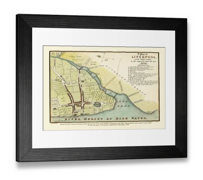 Framed Print : Old map of Liverpool 1650 by Thomas Kaye Framed Print : Old map of Liverpool 1650 by Thomas Kaye