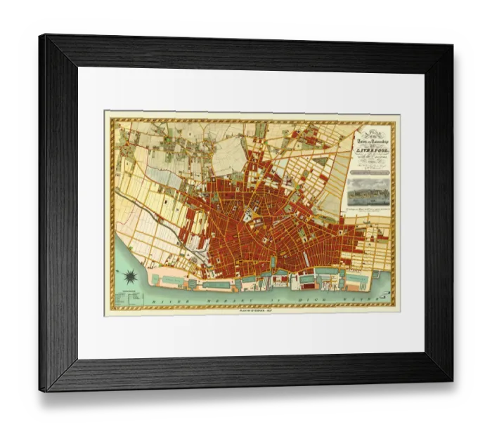 Framed Print : Old Map of Liverpool 1821 by J. Gore Framed Print : Old Map of Liverpool 1821 by J. Gore