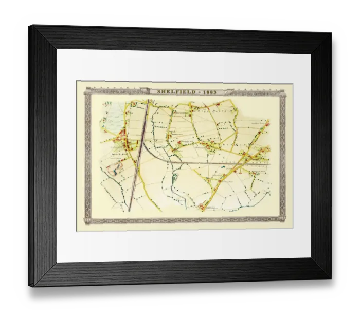 Framed Print : Old map of the Village of Shelfield near Walsall 1886 Framed Print : Old map of the Village of Shelfield near Walsall 1886