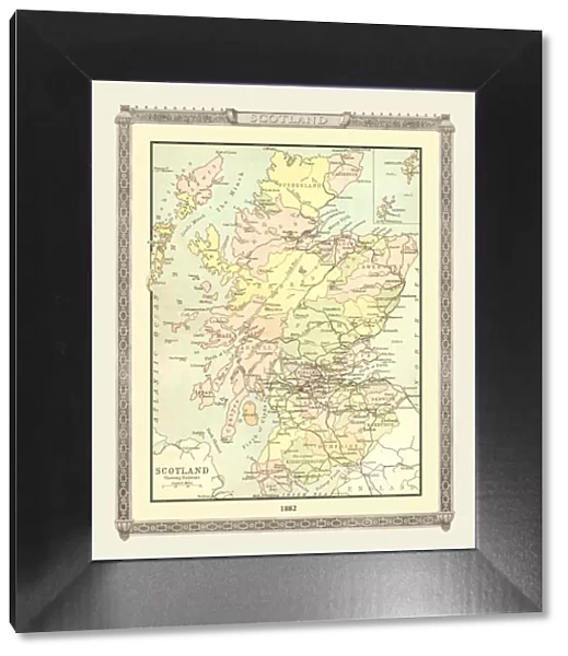 Old Map of Scotland from the Philips Handy Atlas of 1882