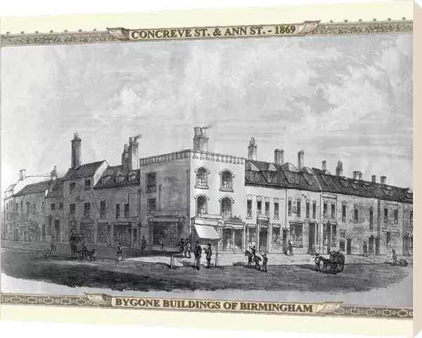 View of Old Buildings on the corner of Concreve Street and Ann Street, Birmingham 1869