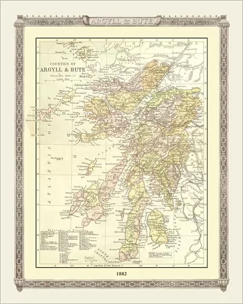 Old Map of the Counties of Argyll and Bute from the Philips Handy Atlas of 1882