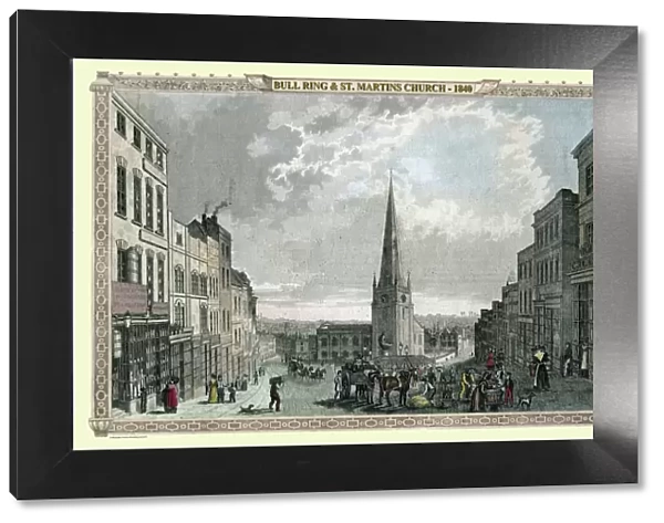 Bull Ring and St Martins Church, Birmingham 1840