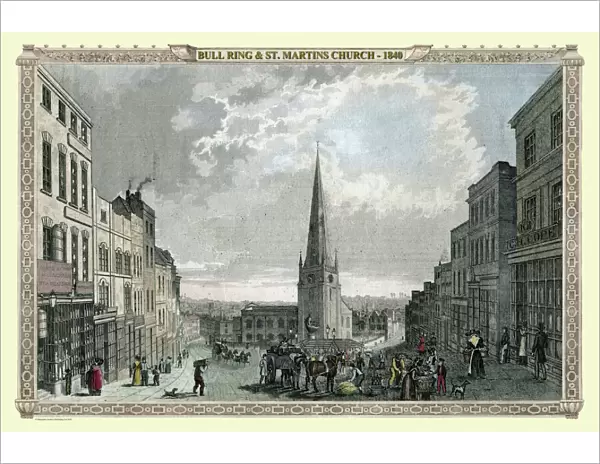 Bull Ring and St Martins Church, Birmingham 1840