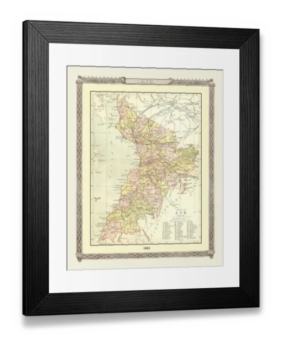 Framed Print : Old Map of the County of Ayr from the Philips Handy Atlas of 1882 Framed Print : Old Map of the County of Ayr from the Philips Handy Atlas of 1882