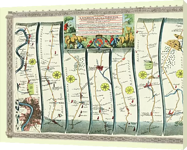 Old Road Strip Map (PLATE 10) The Road from London to the City of Bristol