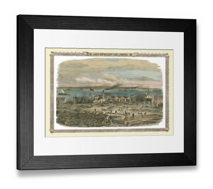 Framed Print : View Across Mr Lairds Ship Building Yard, Liverpool 1856 Framed Print : View Across Mr Lairds Ship Building Yard, Liverpool 1856