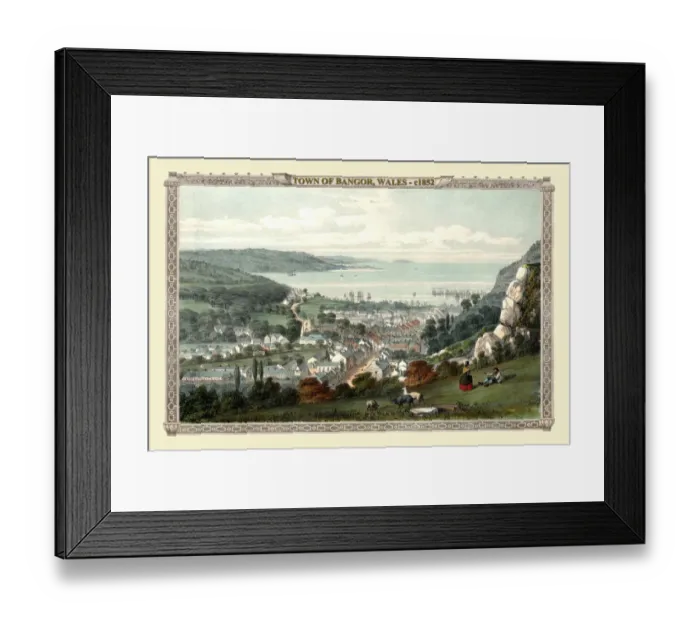 Framed Print : View of the Town of Bangor, Wales 1852 Framed Print : View of the Town of Bangor, Wales 1852
