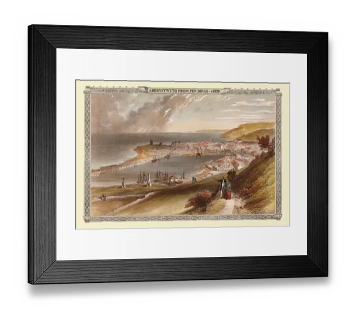 Framed Print : View of the Town of Aberystyth from Pen Dinas, Wales 1850