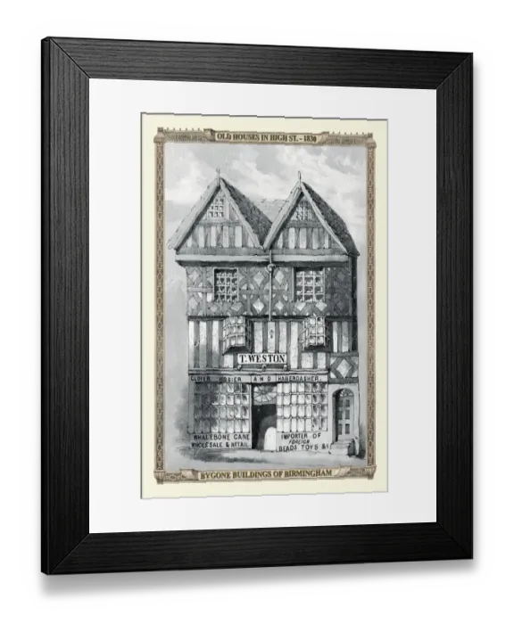 Framed Print : View of Old House on High Street, Birmingham 1830 Framed Print : View of Old House on High Street, Birmingham 1830
