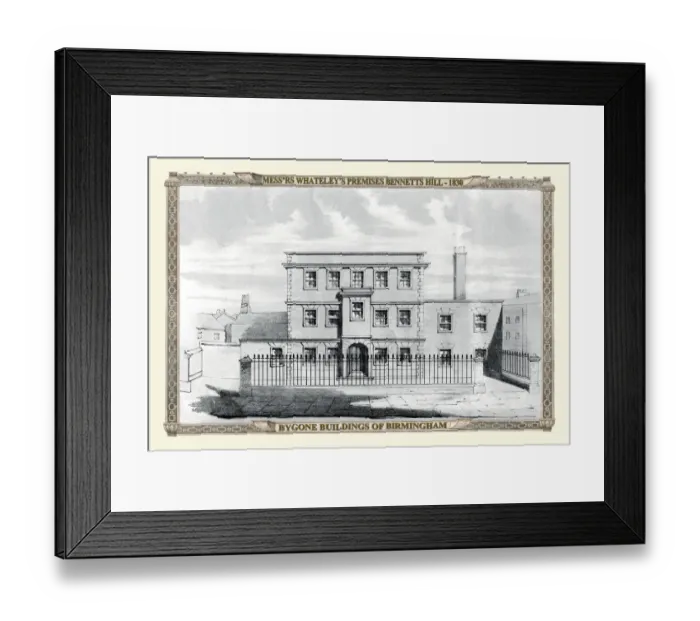 Framed Print : View on Bennetts Hill of Whateleys Premises, Birmingham 1830