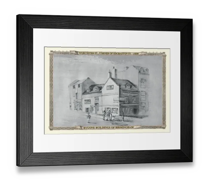 Framed Print : View on Pinfold Street and Corner of Edgbaston Street 1830 Framed Print : View on Pinfold Street and Corner of Edgbaston Street 1830