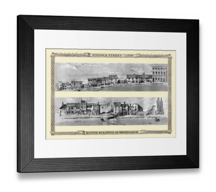 Framed Print : Houses on Pinfold Street Birmingham 1830 Framed Print : Houses on Pinfold Street Birmingham 1830