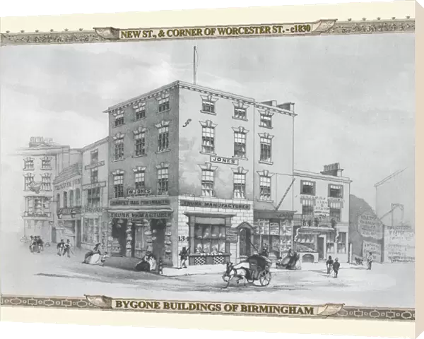 View of New Street, corner of Worcester Street, Birmingham c1830