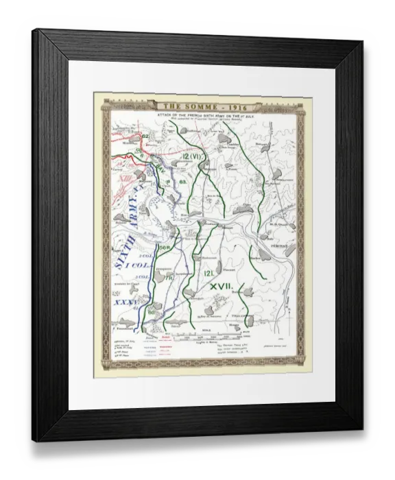 Framed Print : The Battle of The Somme 1916, The Attack of the French Sixth Army on 1st July