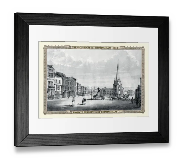 Framed Print : View on High Street Birmingham and St Martins Church 1812 Framed Print : View on High Street Birmingham and St Martins Church 1812
