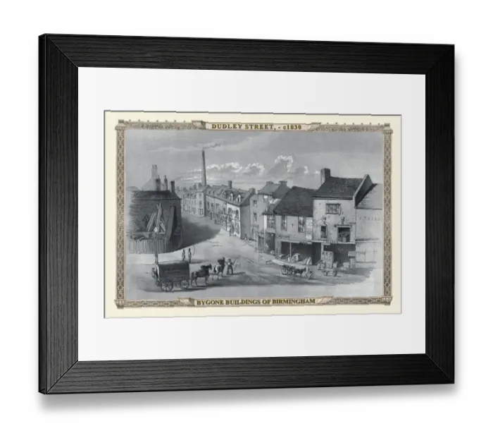 Framed Print : View down Dudley Street in Birmingham 1830 Framed Print : View down Dudley Street in Birmingham 1830