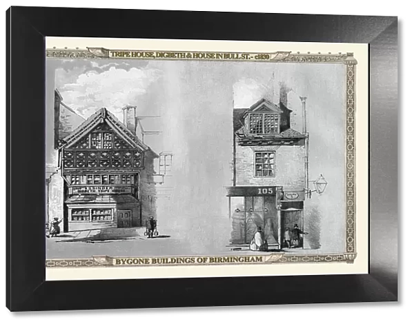 The Tripe House at Digbeth and a House on Bull Street Birmingham 1830