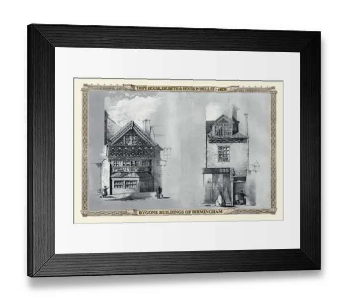 Framed Print : The Tripe House at Digbeth and a House on Bull Street Birmingham 1830 Framed Print : The Tripe House at Digbeth and a House on Bull Street Birmingham 1830