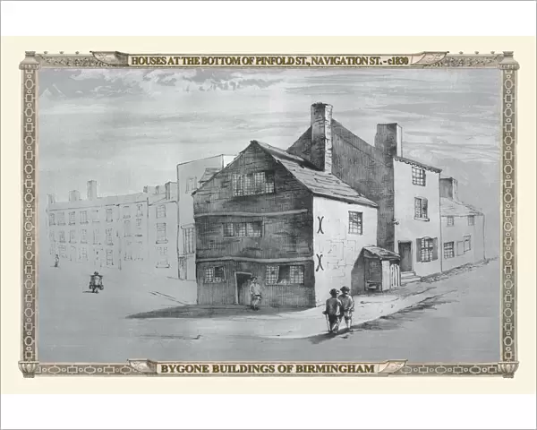 Old Houses at the bottom of Pinfold Street and Navigation Street, Birmingham 1830