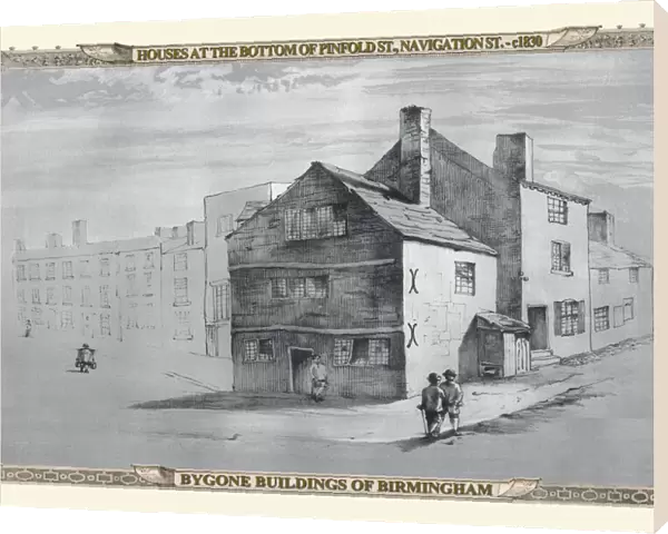 Old Houses at the bottom of Pinfold Street and Navigation Street, Birmingham 1830