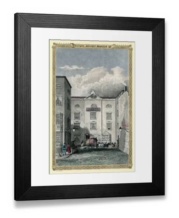 Framed Print : Swann Hotel, High Street Birmingham 1829
