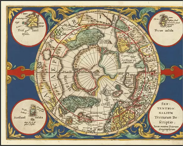 Old Map of The North Pole 'Septentrionalium Terrarum descriptio'originally Published by Johannes Cloppenburg 1632