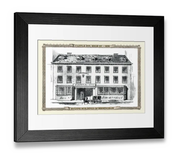 Framed Print : The Castle Inn High Street, Birmingham 1830 Framed Print : The Castle Inn High Street, Birmingham 1830