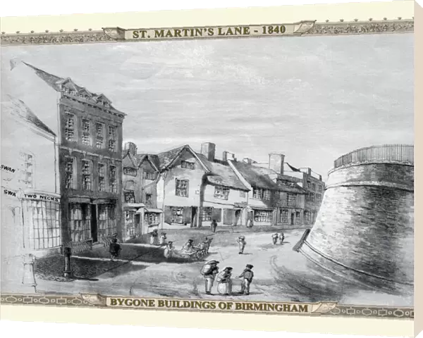 View of Old Buildings, St Martins Lane, Birmingham 1840